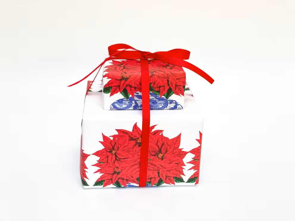 Poinsettia Chinoiserie Gift Wrap - Hollow Way Home