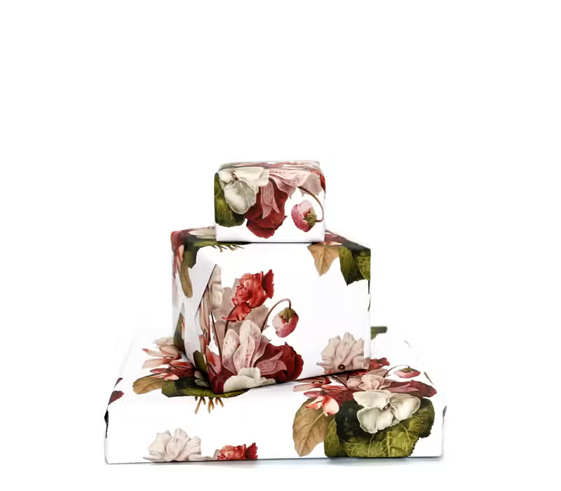 White Floral Gift Wrap - Hollow Way Home