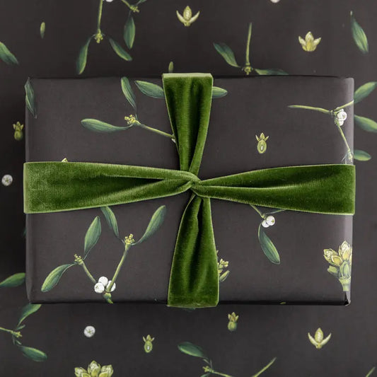 Mistletoe - Black Christmas Gift Wrap - Hollow Way Home