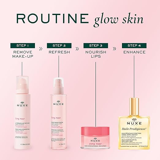 NUXE Very Rose Make-Up Removing Milk 6.8 - Vegan, Moisturizing & Comforting Cleanser for Face and Eyes, 6.8 oz - Hollow Way Home