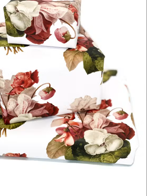 White Floral Gift Wrap - Hollow Way Home