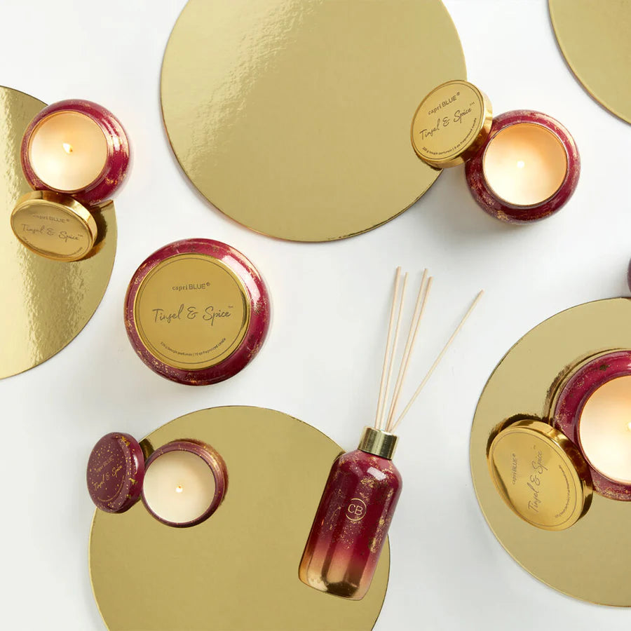 capri BLUE Tinsel & Spice Glimmer Reed Diffuser