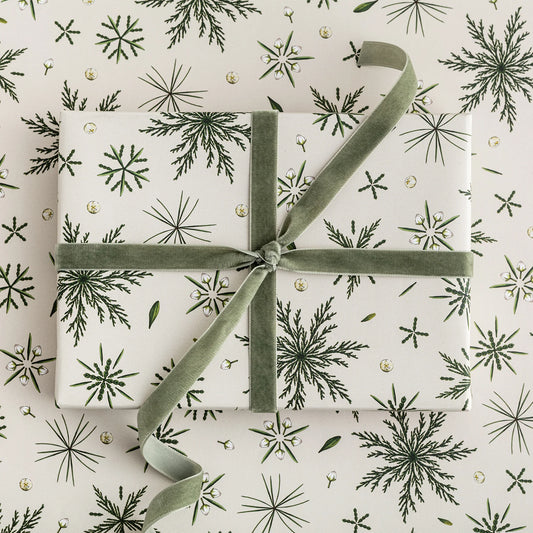 Festive Foliage - Ivory Christmas Gift Wrap - Hollow Way Home