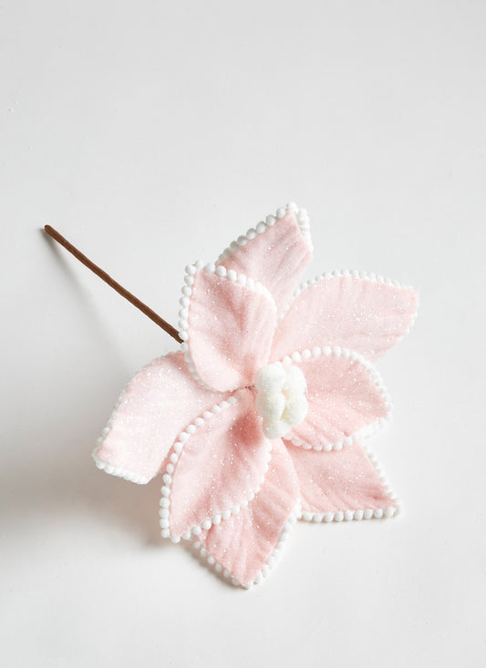 Raz Imports 13" Pink Poinsettia Christmas Pick - Hollow Way Home