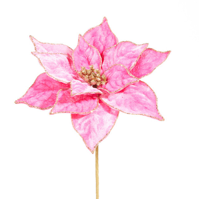 RAZ Imports Hot Pink Velvet Poinsettia Stem – 21"