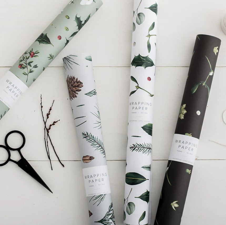 Berry Mix - Green Christmas Gift Wrap - Hollow Way Home