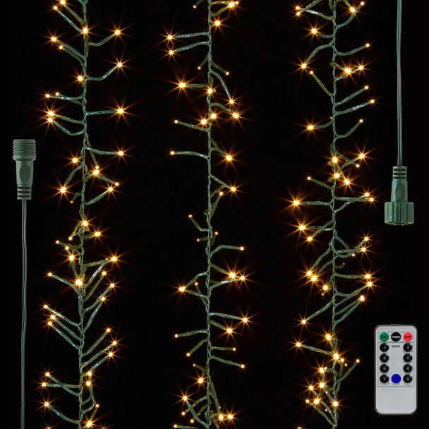 Raz Imports Connectable LED Cluster String Lights Green Wire W/1000 White Lights