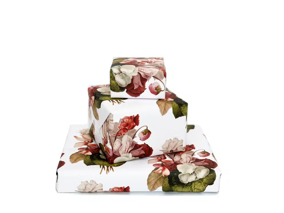 White Floral Gift Wrap - Hollow Way Home