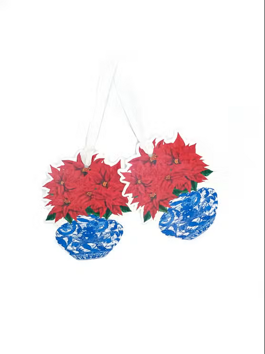 Poinsettia Chinoiserie Gift Tags - Hollow Way Home