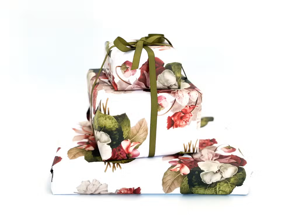 White Floral Gift Wrap - Hollow Way Home