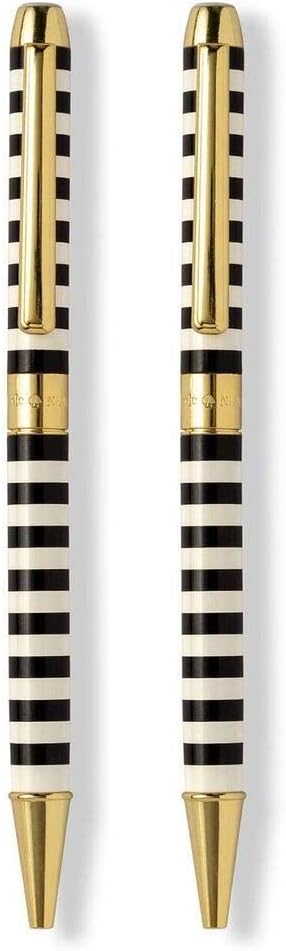Kate Spade New York Black Ink Ballpoint Pen and 0.9mm Mechanical Pencil Set, Black Stripe - Hollow Way Home