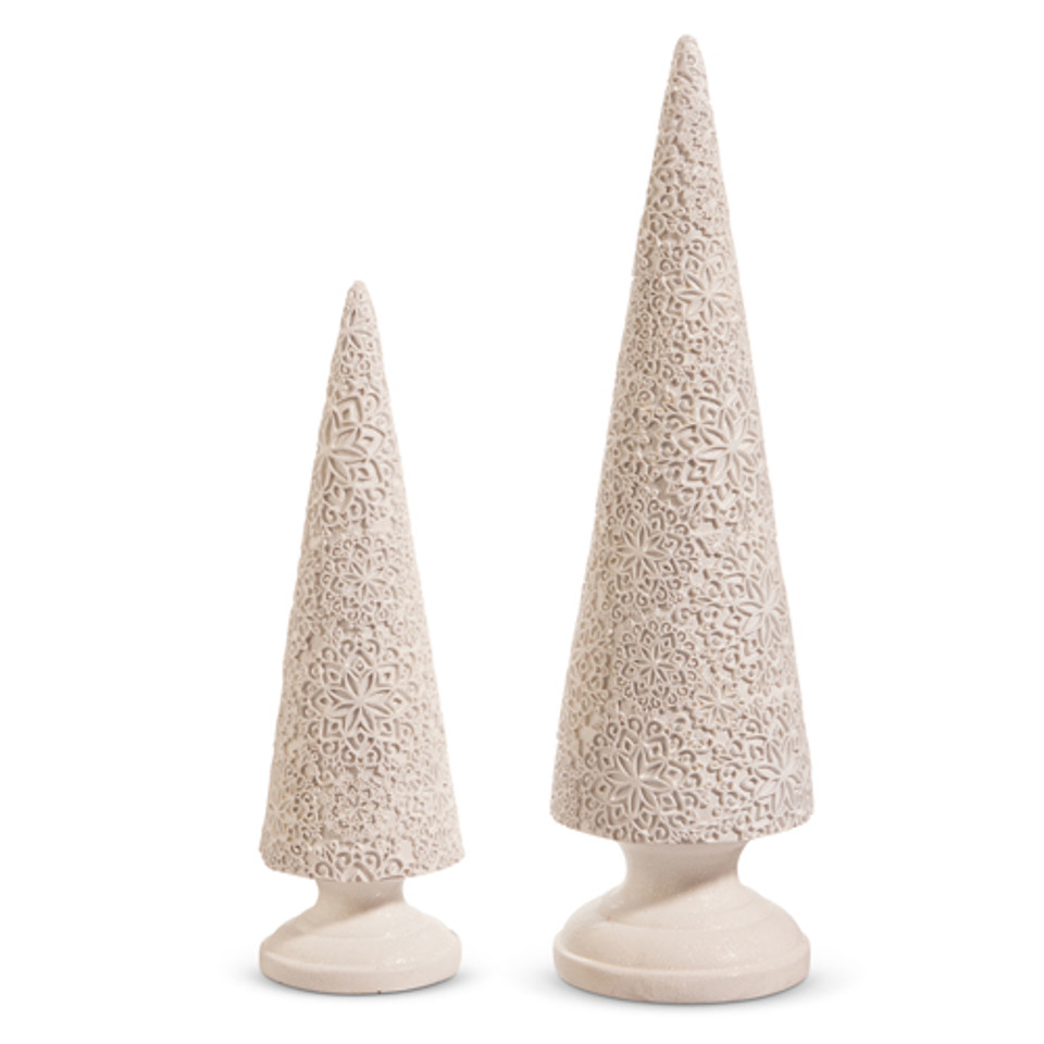 RAZ Imports Gingerbread Lane 16.5" Textured White Cone Tree, Set of 2