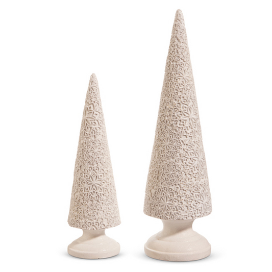 RAZ Imports Gingerbread Lane 16.5" Textured White Cone Tree, Set of 2