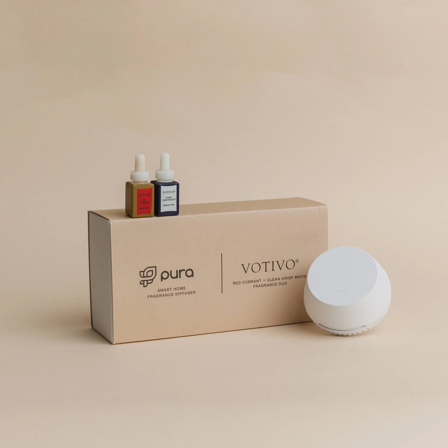 Pura + Votivo Smart Home Diffuser Set – Red Currant & Clean Crisp White