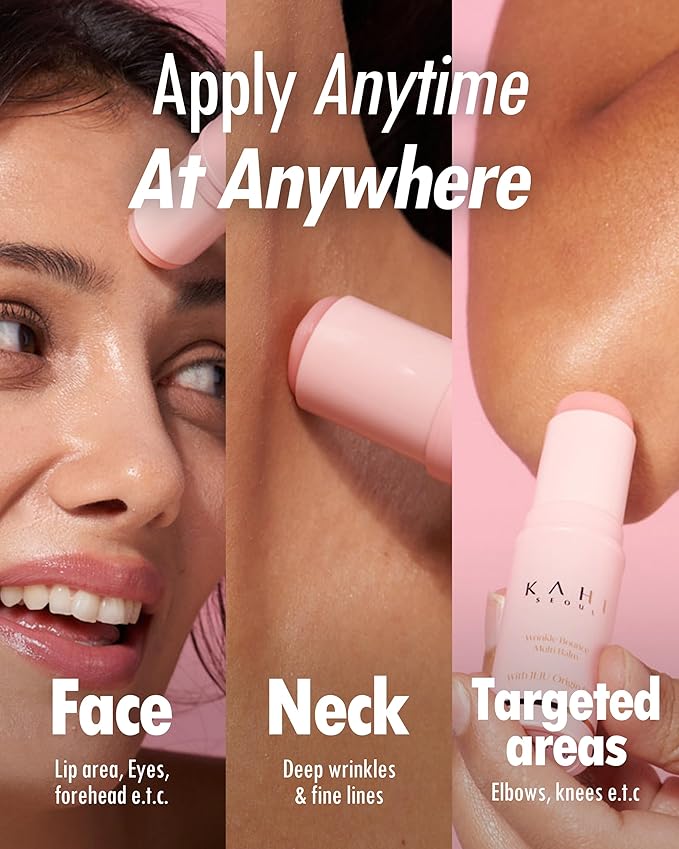 KAHI Wrinkle Bounce Multi Balm Facial Moisturizer | All-in-One Hydrating Lip Balm Eye Cream Neck Cream Make Up Base & Face Mist Moisture Balm Stick | Daily Face Moisturizer Stick 0.32 oz - Hollow Way Home