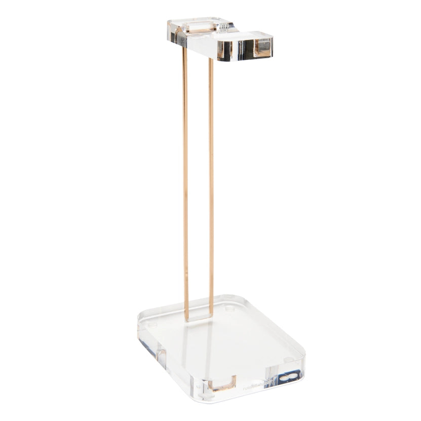 russell+hazel Acrylic Headphones Stand, Office Accessories, Clear, with Gold Hardware, 4” x 5” x 10.5” - Hollow Way Home