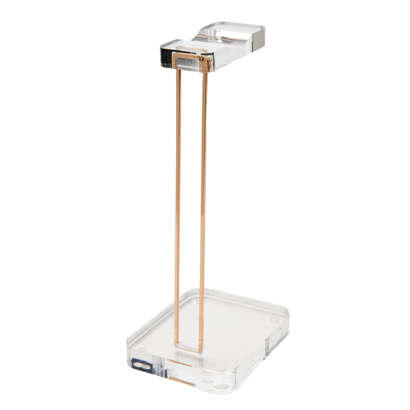 russell+hazel Acrylic Headphones Stand, Office Accessories, Clear, with Gold Hardware, 4” x 5” x 10.5” - Hollow Way Home