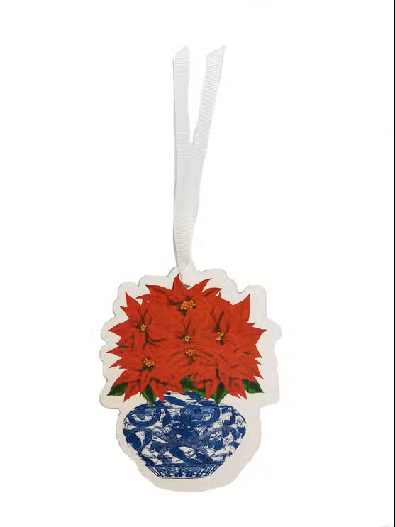 Poinsettia Chinoiserie Gift Tags - Hollow Way Home